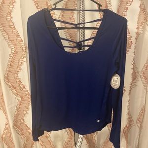 Bally total fitness crisscross back long sleeve top NWT